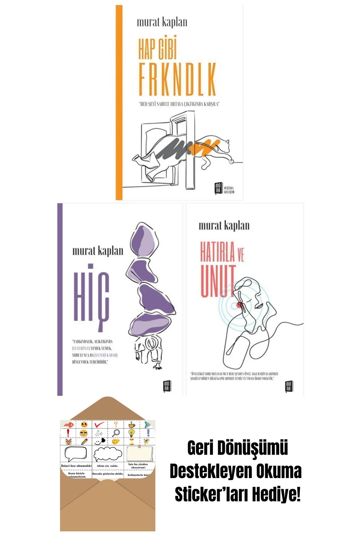 Mona Kitap Murat Kaplan 3 Kitap Set + Okuma Sticker'ları