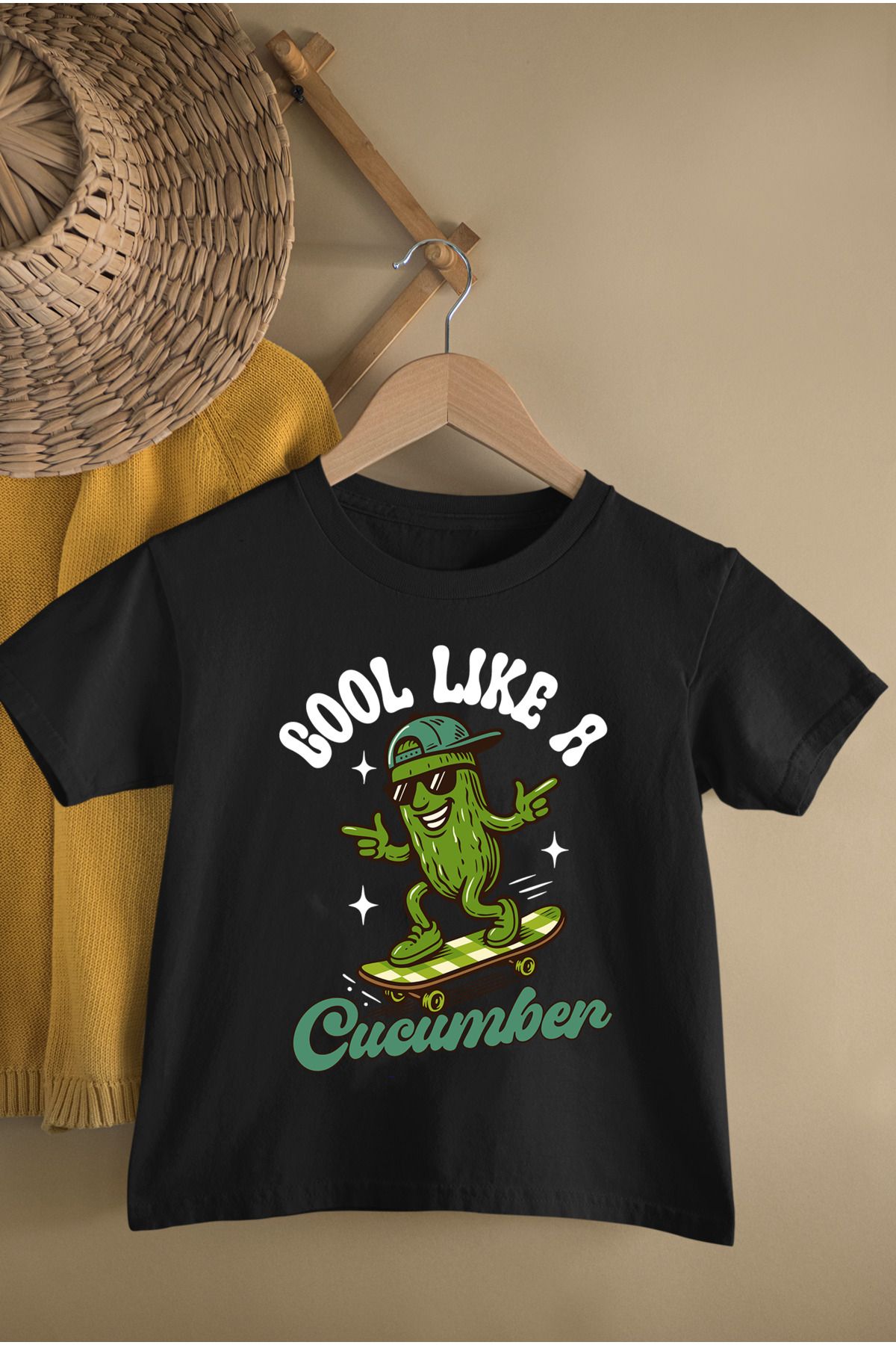 MAGORS COOL CUCUMBER BASKILI PAMUKLU BİSİKLET YAKA KISA KOLLU GENÇ VE ÇOCUK TSHIRT