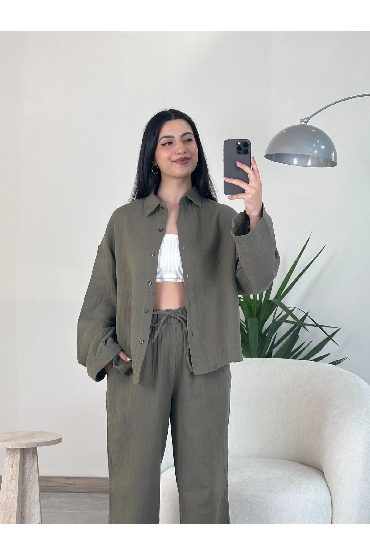 Kyra Studios Haki Müslin Takım