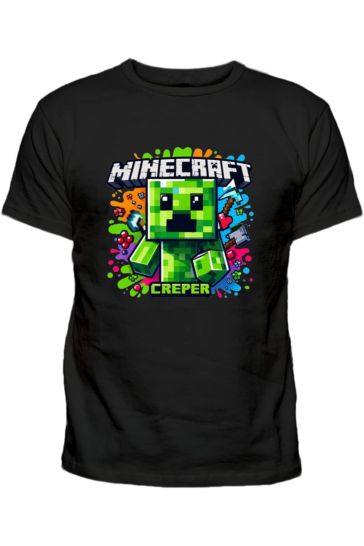 Efendioğlu Design Renkli Mine Craft Karakteri Cooper Pamuklu Çocuk Tshirt