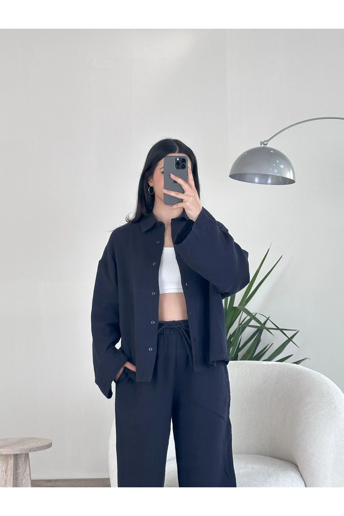 Kyra Studios Lacivert Müslin Takım