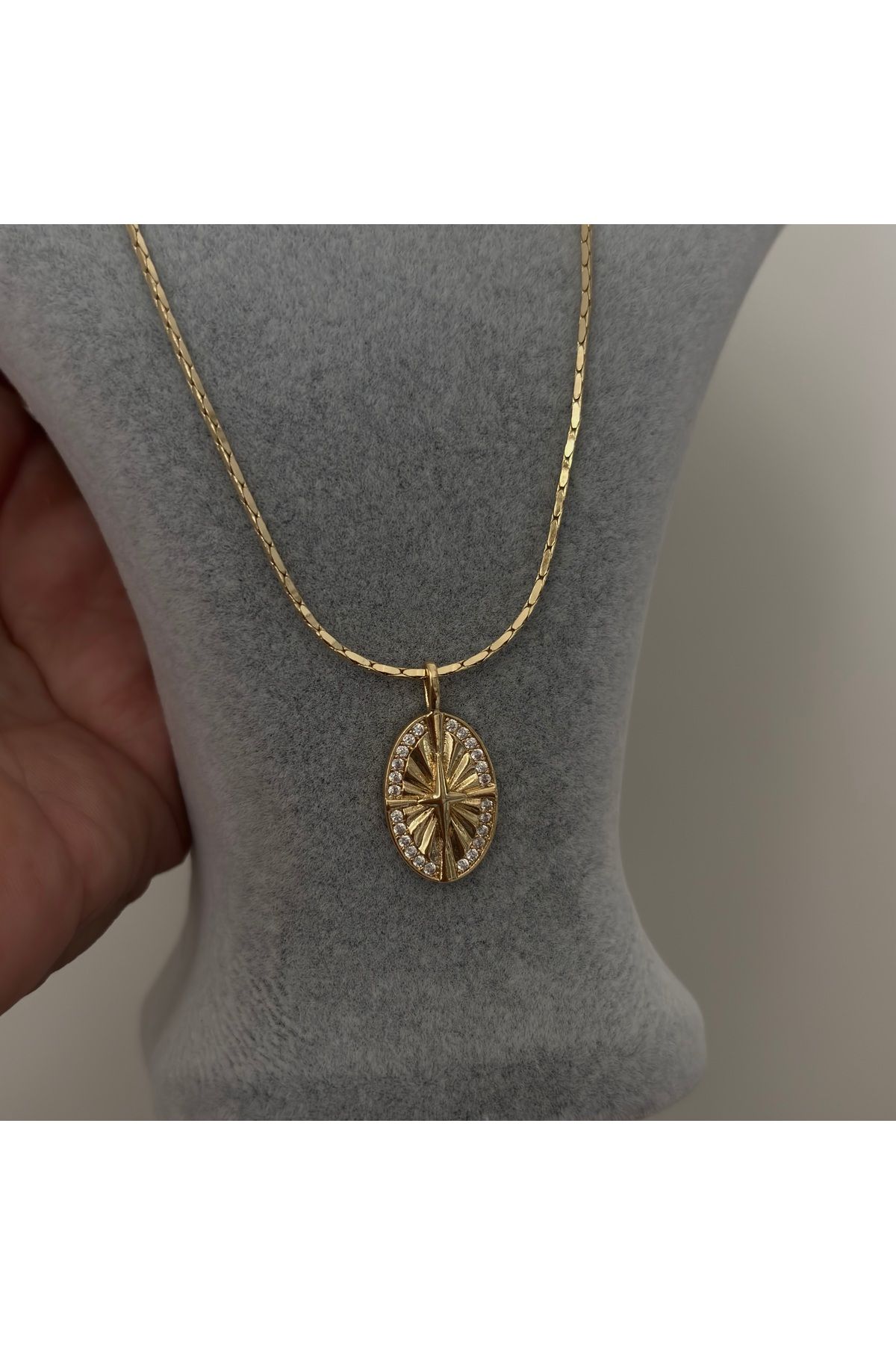 XUPING JEWELRY Xuping 14K Renginde Kutup Yıldızı Plaka Uçlu 50cm Zincir Kolye