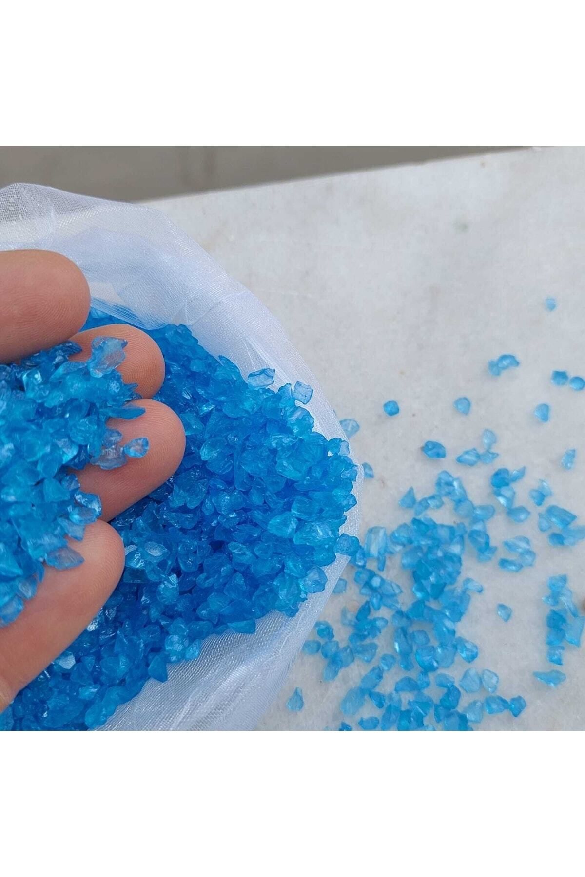 Saatistan 2mm ve 4mm Mavi Cam Kırıkları, 100gr, Dekoratif ve Eşsiz Tasarım Parçaları