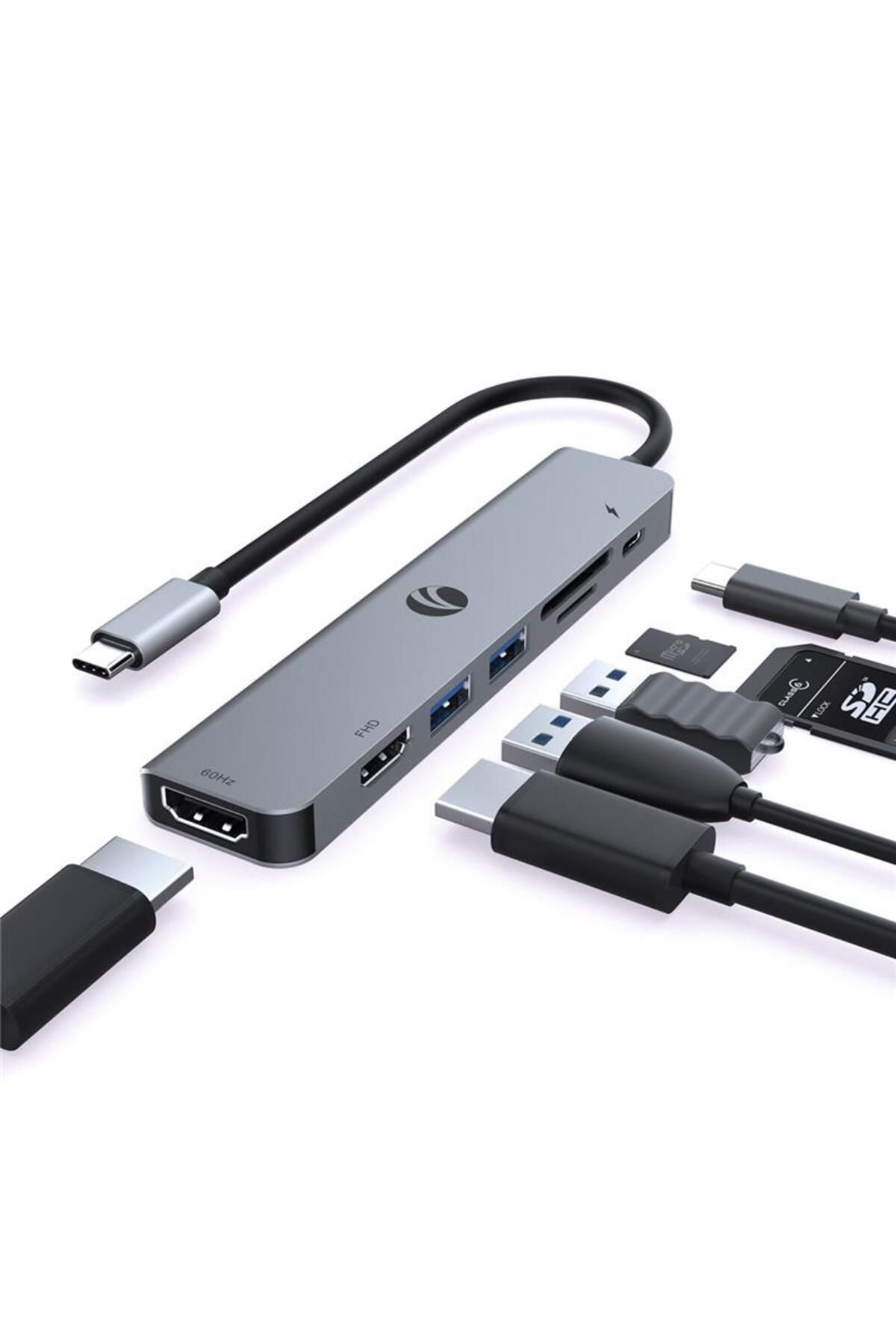VCOM Type-C To Hdmi(4K@60Hz)+Hdmi(1080P@60Hz)+Usb3.0+SD2.0+TF2.0+Pd 3.0 100W Çoklayıcı
