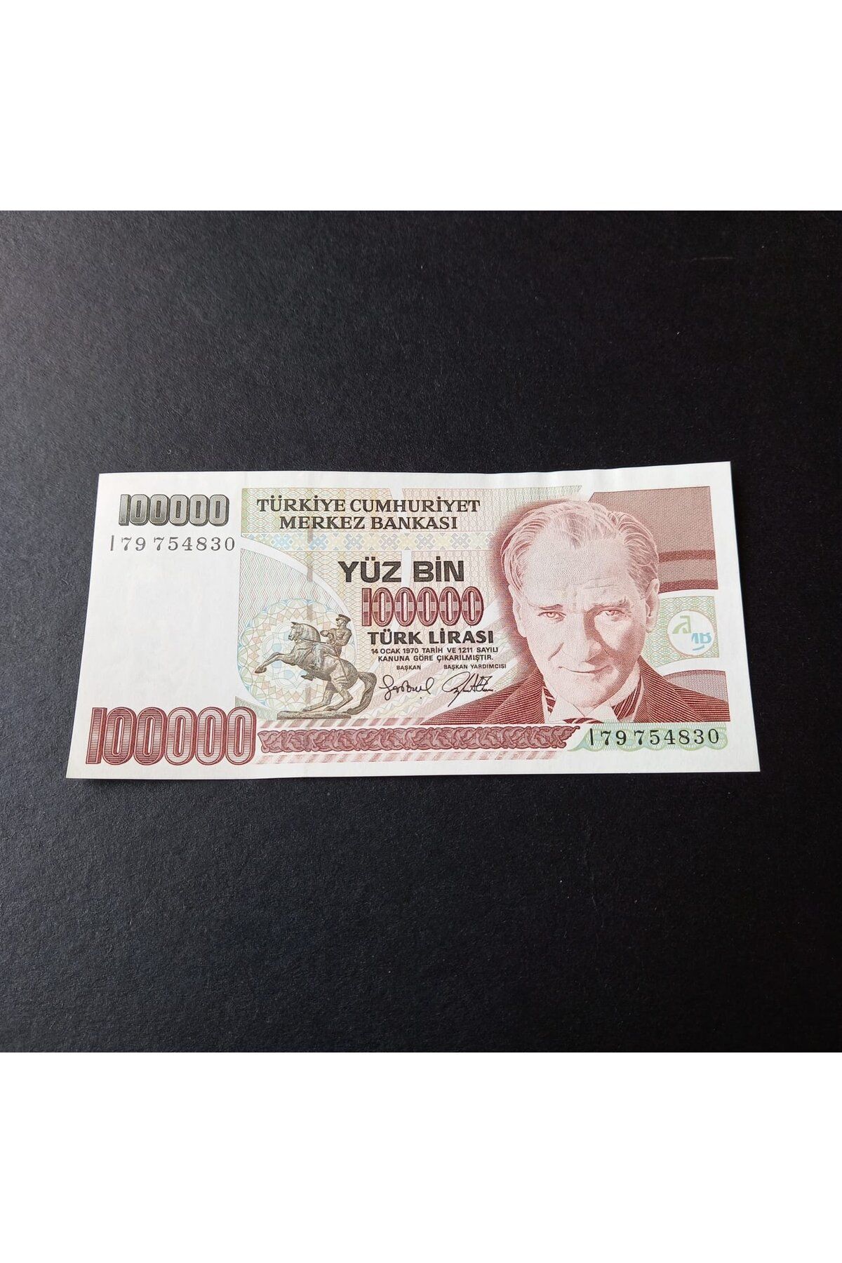 escoines koleksiyon 399636856cb2e307f7 7.Emisyon 3.Tertip I79 Serisi 100Bin Lira ÇİL Eski Kağıt Par
