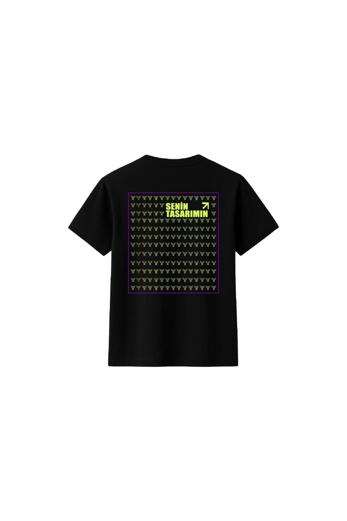 Marsilyan - Çocuk Arka Sizin Tasarımınız Basic Tshirt - Siyah