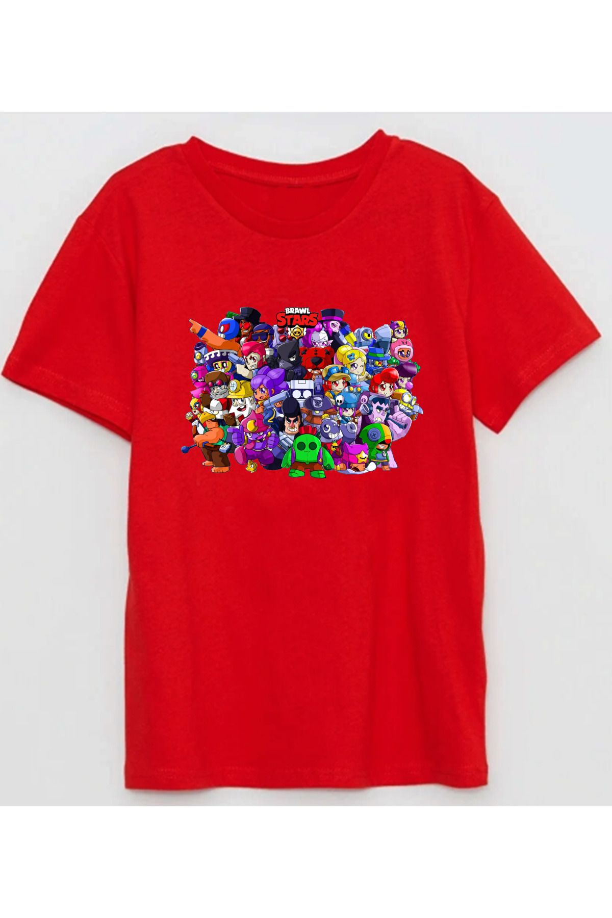 Efendioğlu Design Yuvarlak Baskılı Brawl Stars Karakterleri Pamuklu Çocuk Tshirt