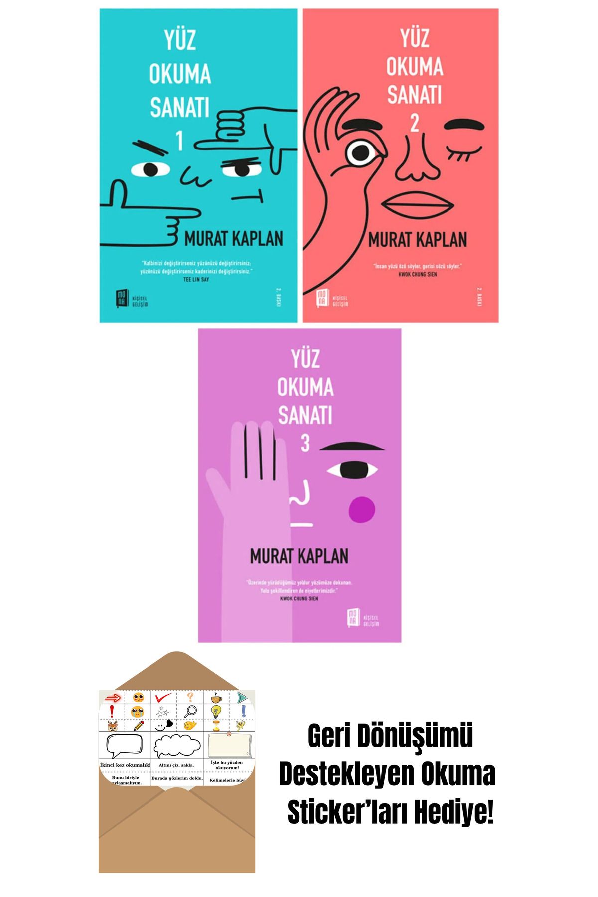 Mona Kitap Yüz Okuma Sanatı 3 Kitap Set + Okuma Sticker'ları