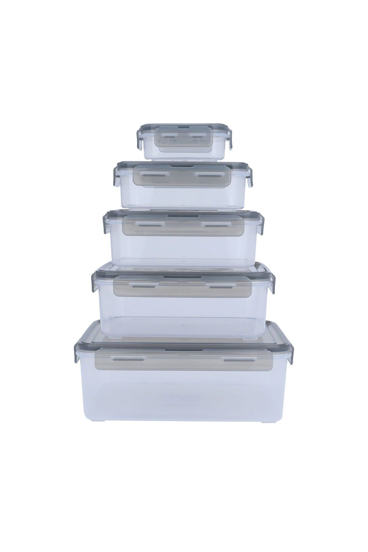 Alsaif Gallery-Plastic Container Set Alsaif Gallery, Rectangular, 5 Pieces - Black Transparent 4