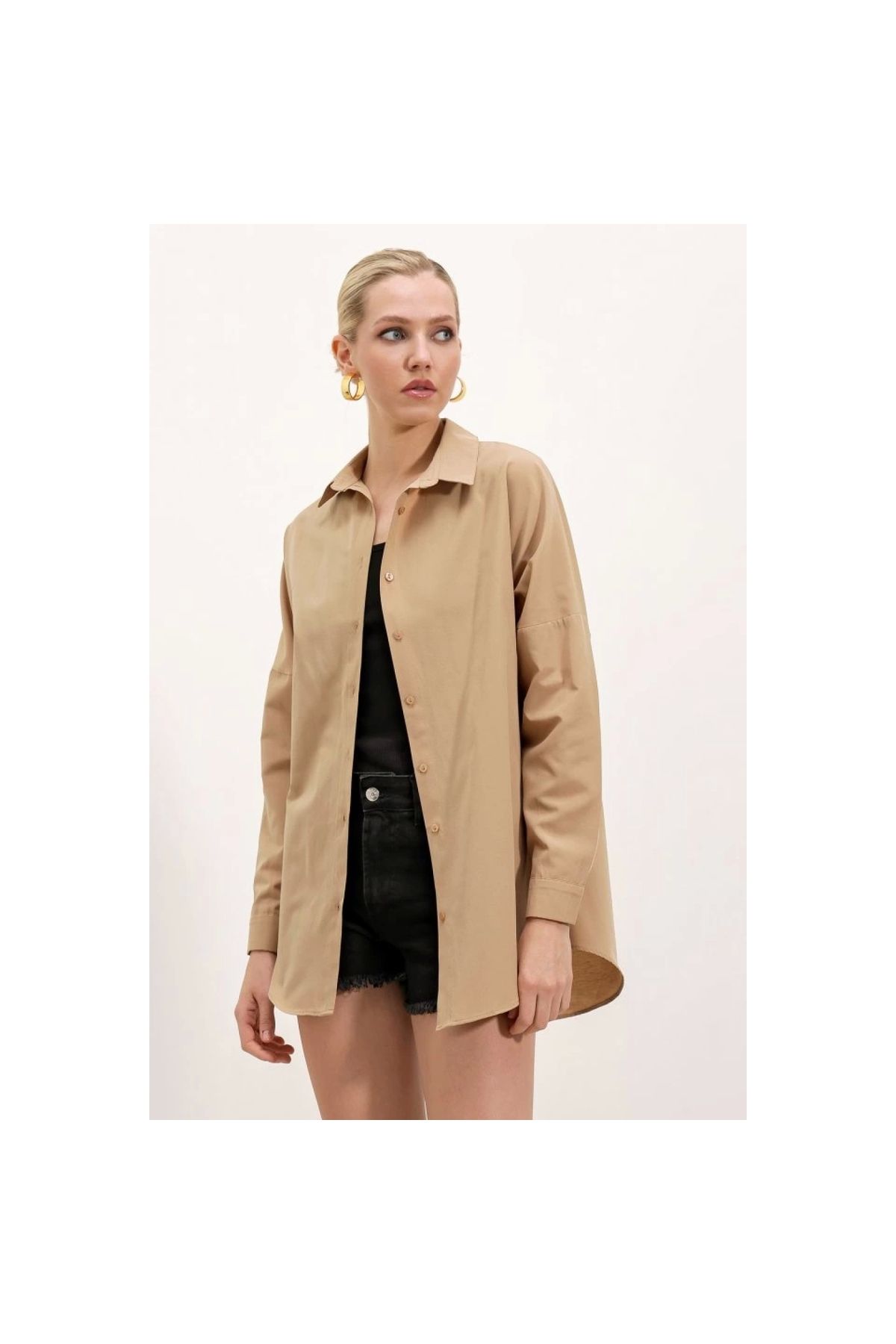 Marsilyan - 3900 Oversize Uzun Basic Gömlek