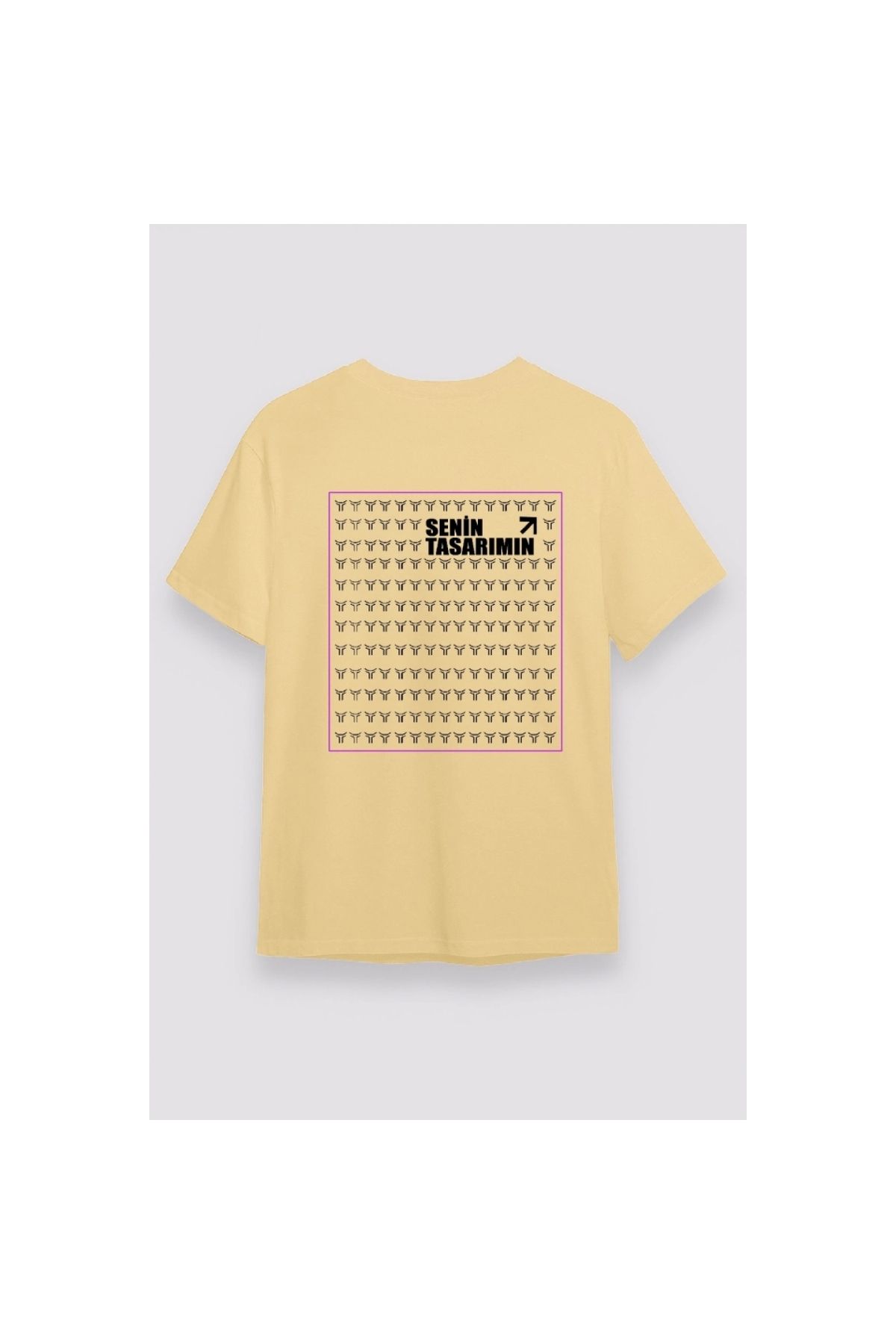 Marsilyan - 24/1 Düz Arka Sizin Tasarımınız Oversize T-shirt - Bej