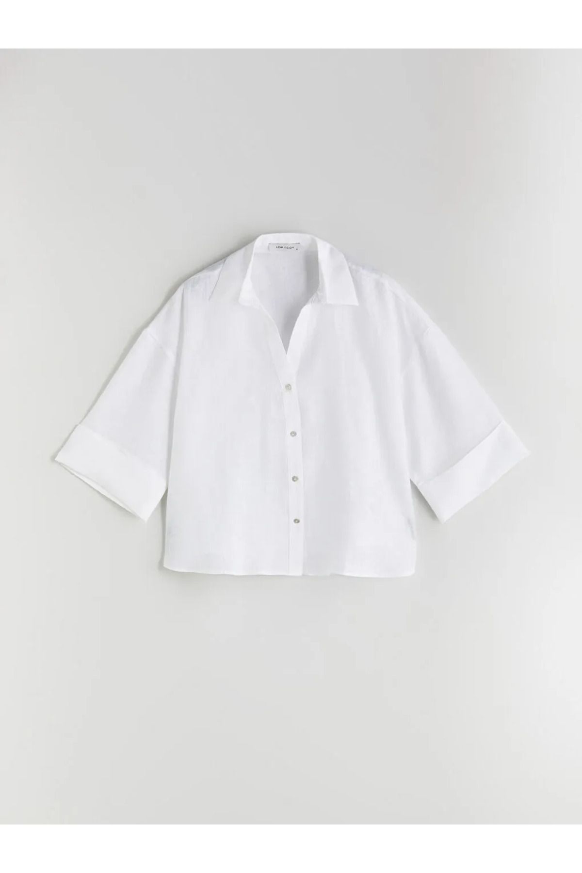 LC Waikiki LCW Vision Beyaz Oversize Keten Kadın Gömlek