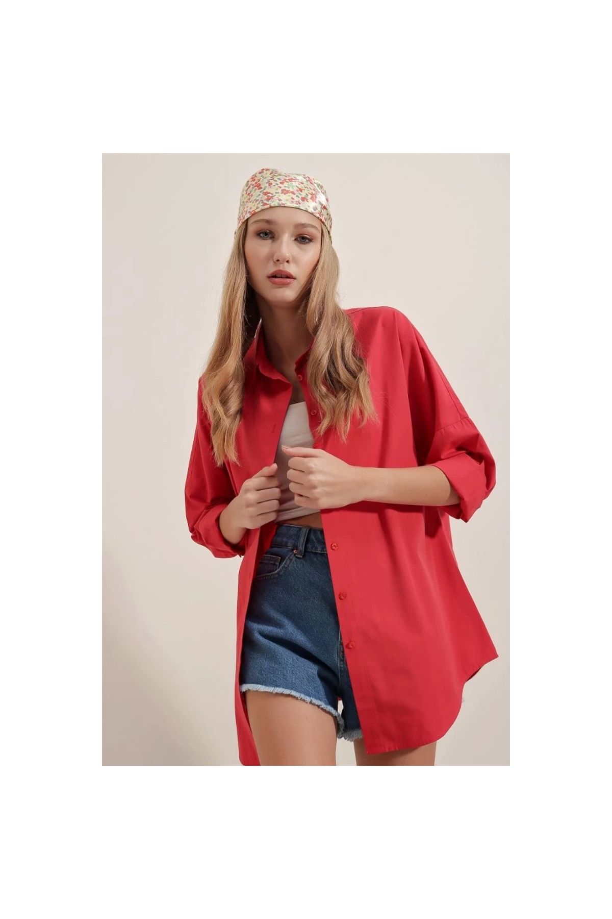 Marsilyan - 3900 Oversize Uzun Basic Gömlek