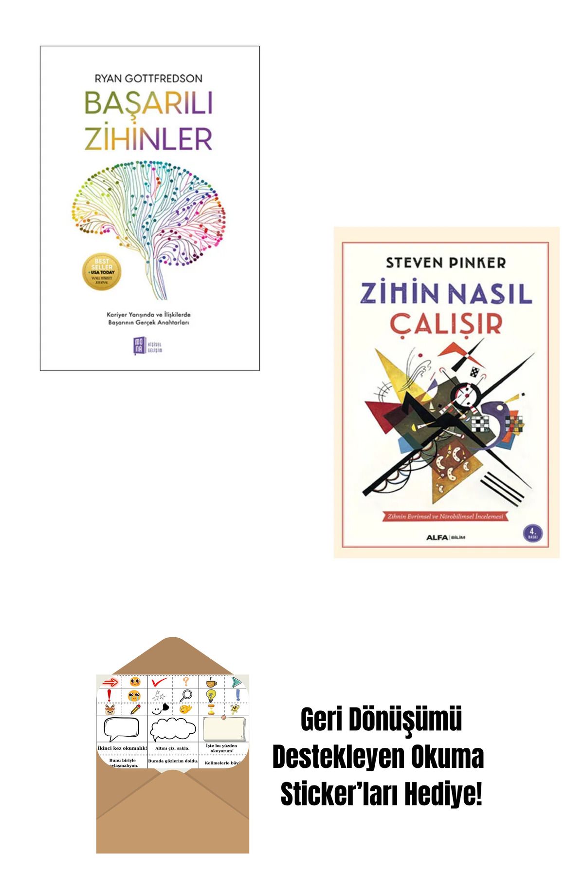 Mona Kitap Başarılı Zihinler + Zihin Nasıl Çalışır Set + Okuma Sticker'ları