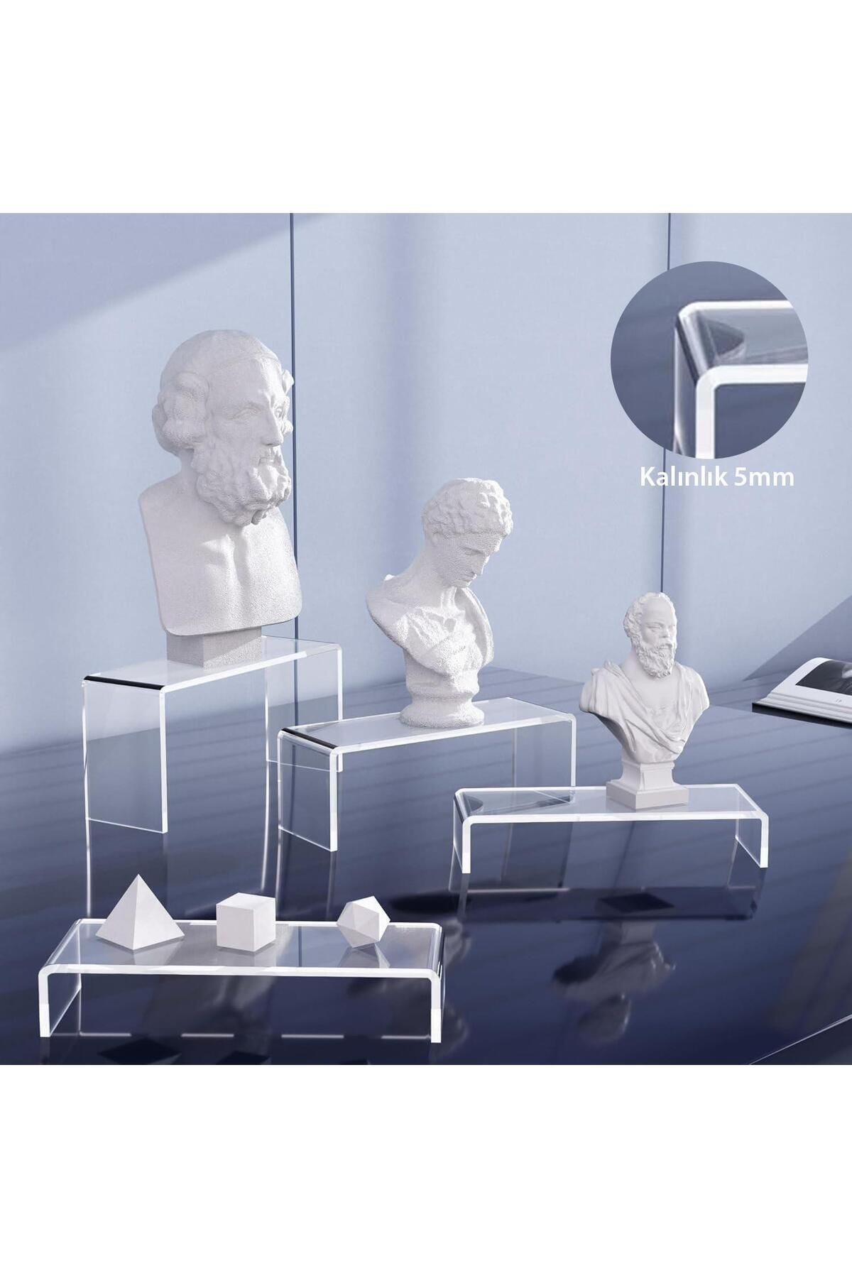 teknotrust 3'lü şeffaf pleksi yükseltici düzenleyici set, 26x3cm, 28x6cm, 30x10cm, 5mm
