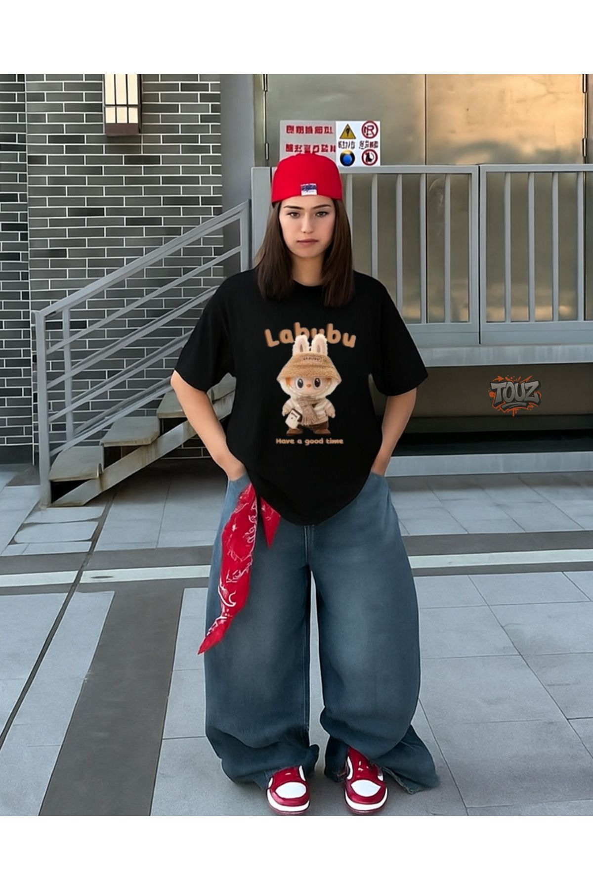 Touz Moda Labubu Baskılı Unisex Oversize T-shirt