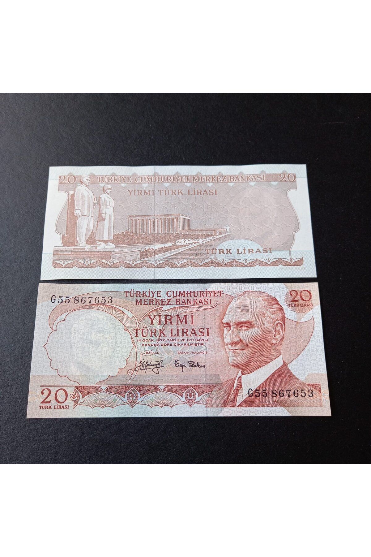 escoines koleksiyon 399636856c0919d0c2 6.Emisyon 3.Tertip G55 Serisi Çil 20Lira Eski kağıt para