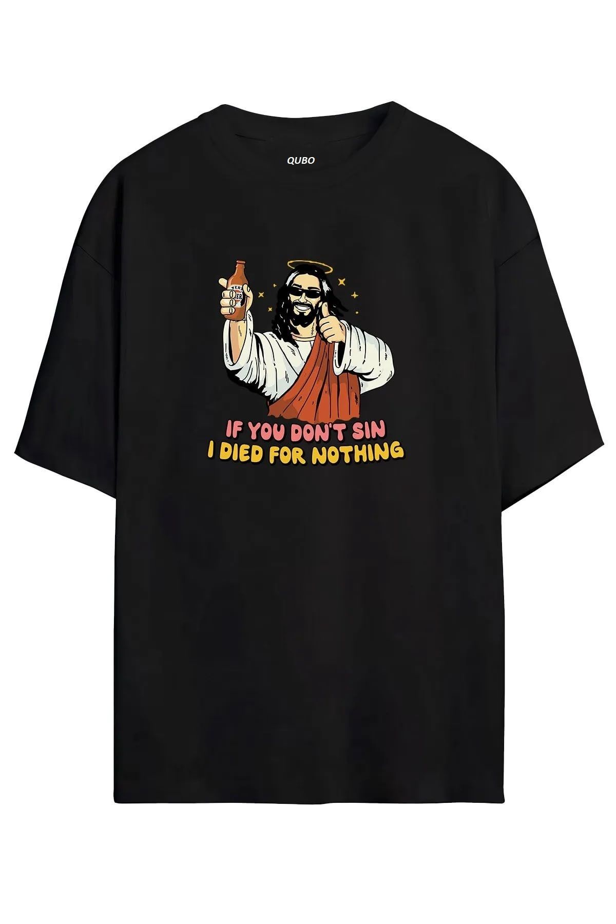 Hunors Sportswear & Company Unisex Kadın/Erkek Oversize Baskılı Pamuklu Bisiklet Yaka Kısa Kollu T-shirt