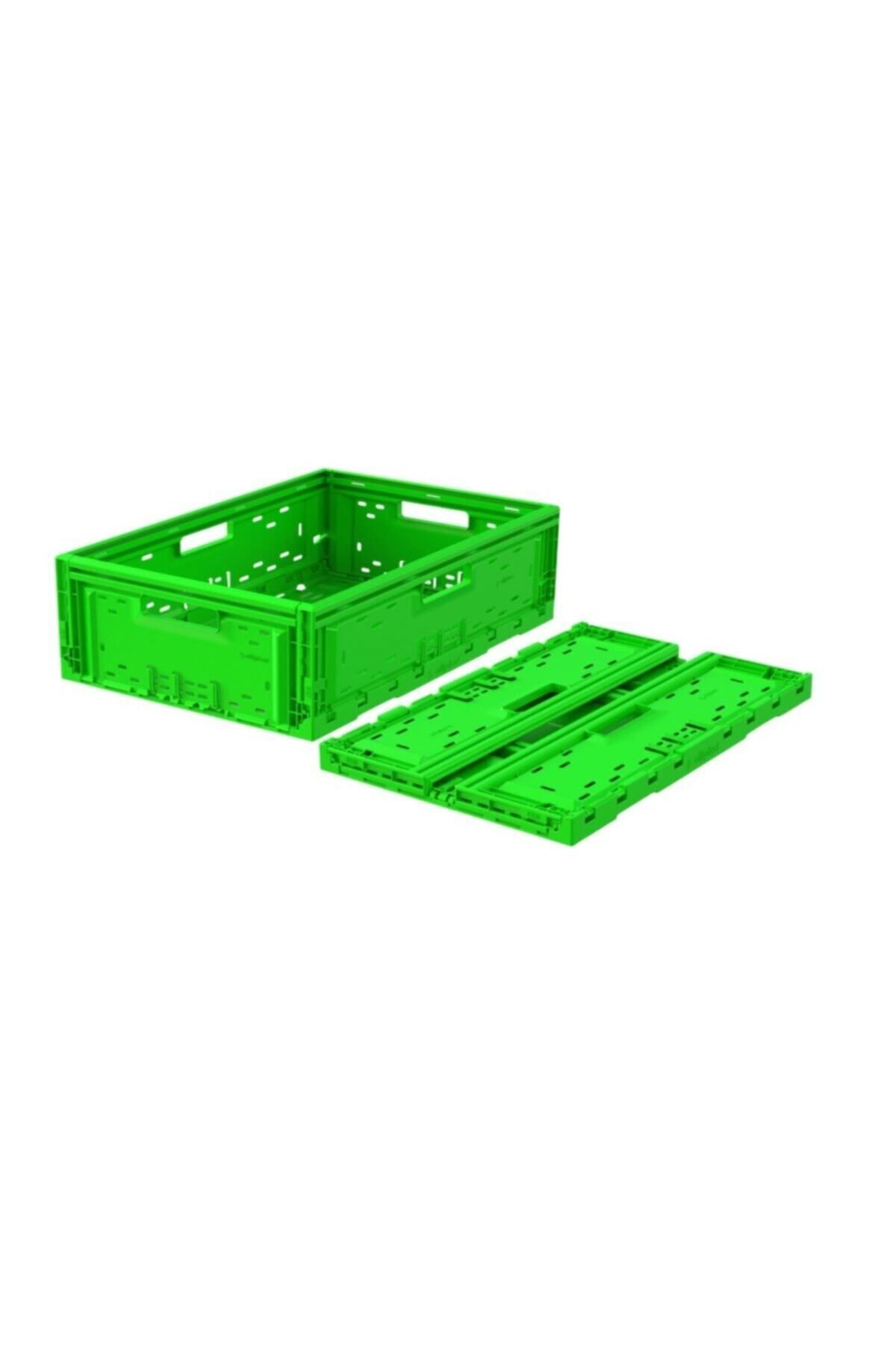 teknotrust Katlanır plastik kasa, piknik ve oyuncak için ideal, 40x60x16 ölçülerinde yeşil renk