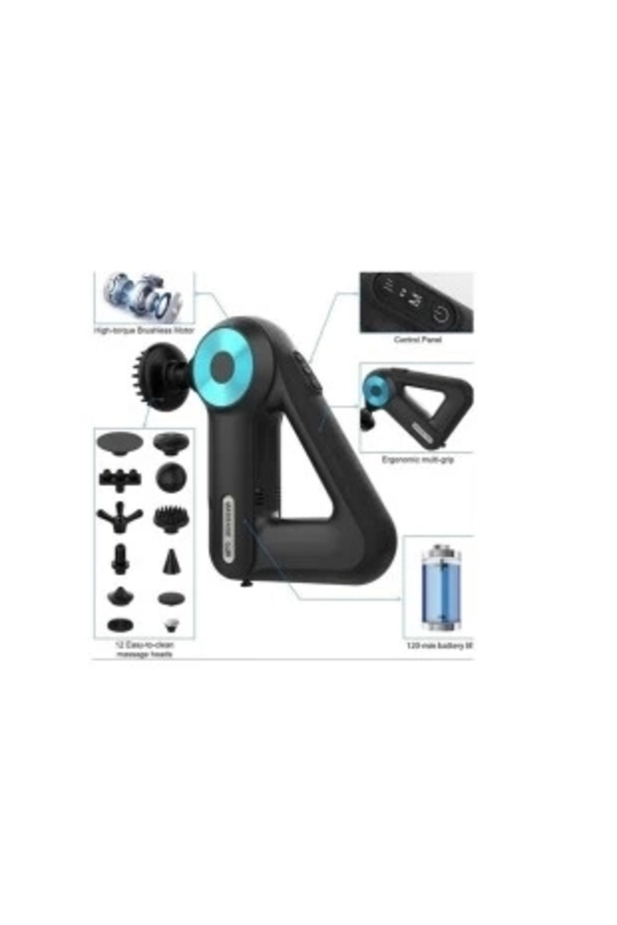 shopwave 12 Başlıklı Pofesyonel Masaj Sı Spocu Masaj Aleti Seti 6 Hızlı Şajlı Masaj