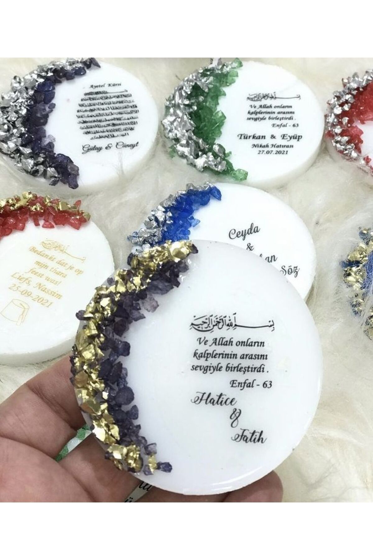 veraepoksi Kişiye Özel Epoksi Magnet Hediyelik | 24 Renk Taş Seçeneğiyle | Nikah - Mevlüt - Sünnet