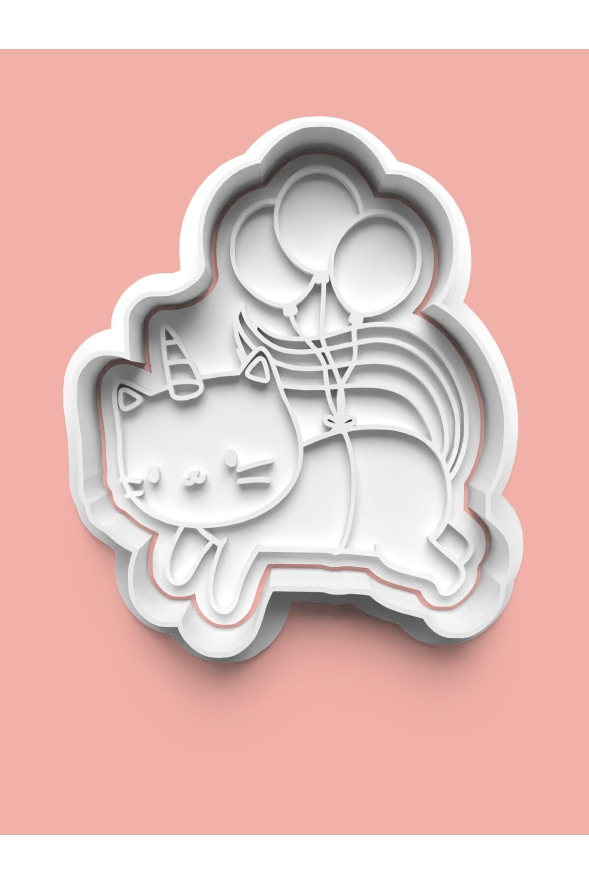 AKTASTORE Unicorn Temalı Balonlu Kedicik Figürü Kurabiye Kalıbı Ve Şeker Hamuru Kalıbı
