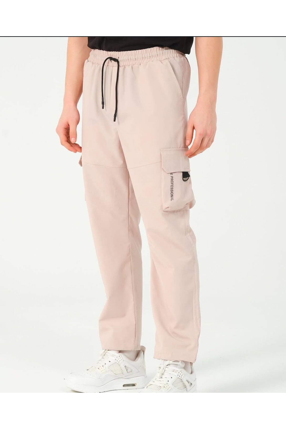 Renvo butik Erkek Siyah Rahat Kesim Kargo Jogger Pantolon