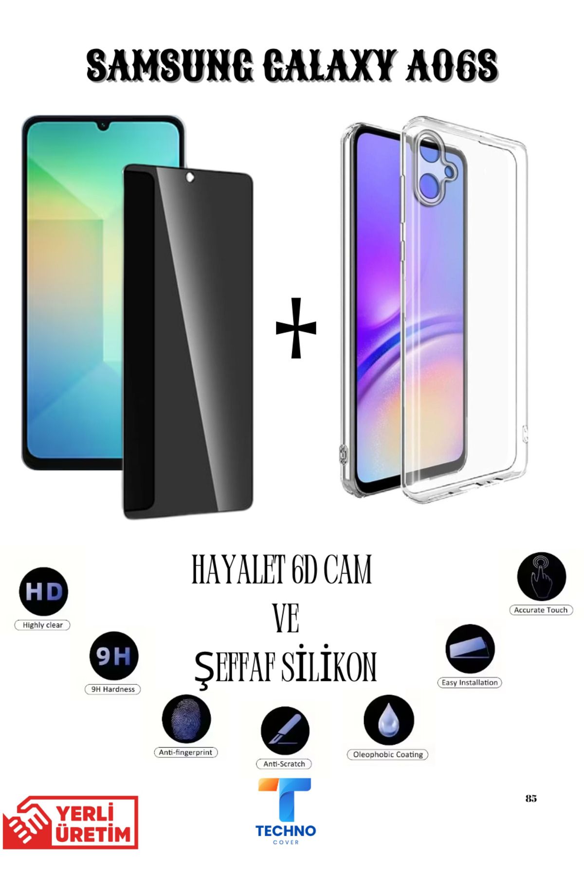 foxpower Samsung A06s Hayalet Ekran Koruyucu ve Şeffaf Kılıf 2li Avantajlı Paket