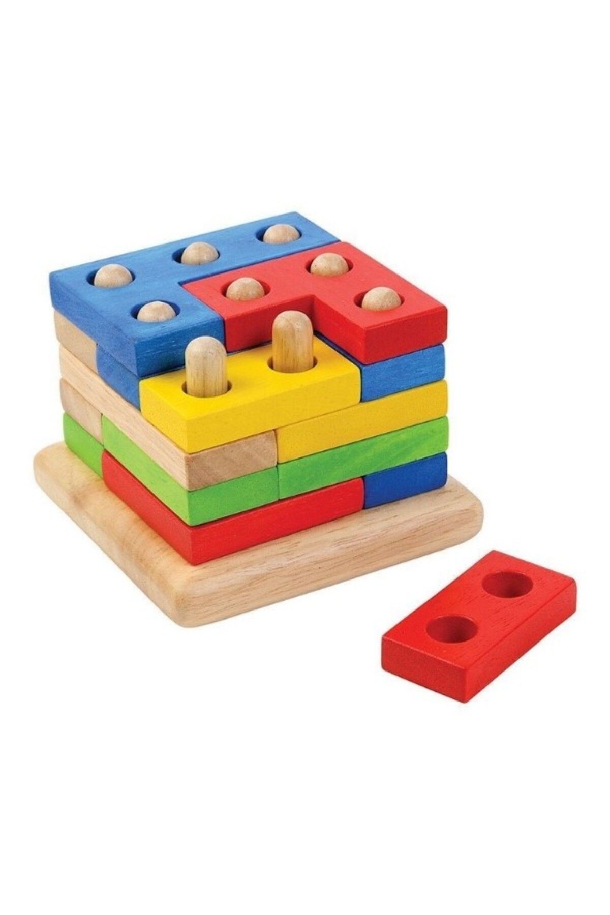 AguuBaby Montessori Ahşap Şekil Eşleştirme Oyunu | Renkli Bloklu Eğitici Oyuncak- 15 Parça