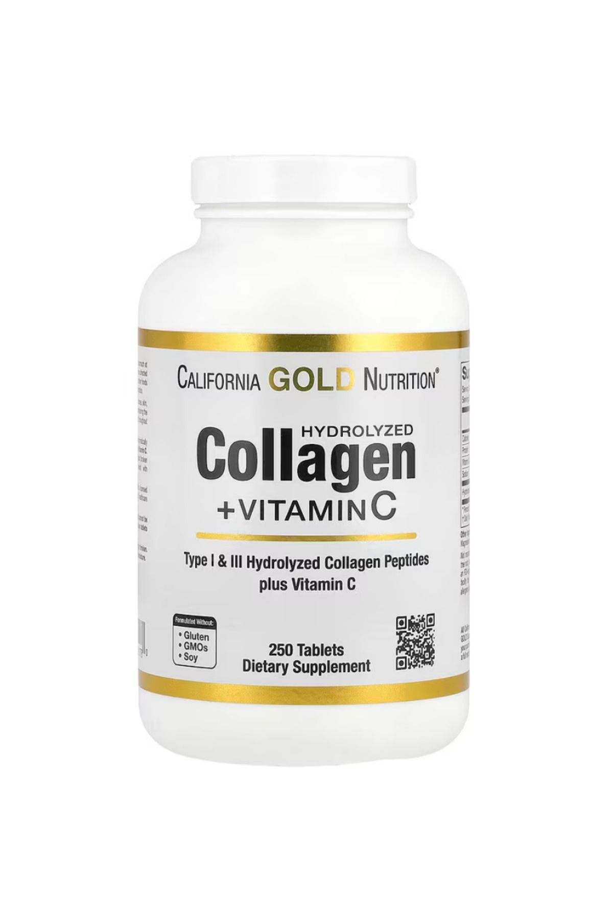 California Gold Nutrition , Hydrolyzed Collagen Peptides, Type I & III, and Vitamin C, 250 Tablets