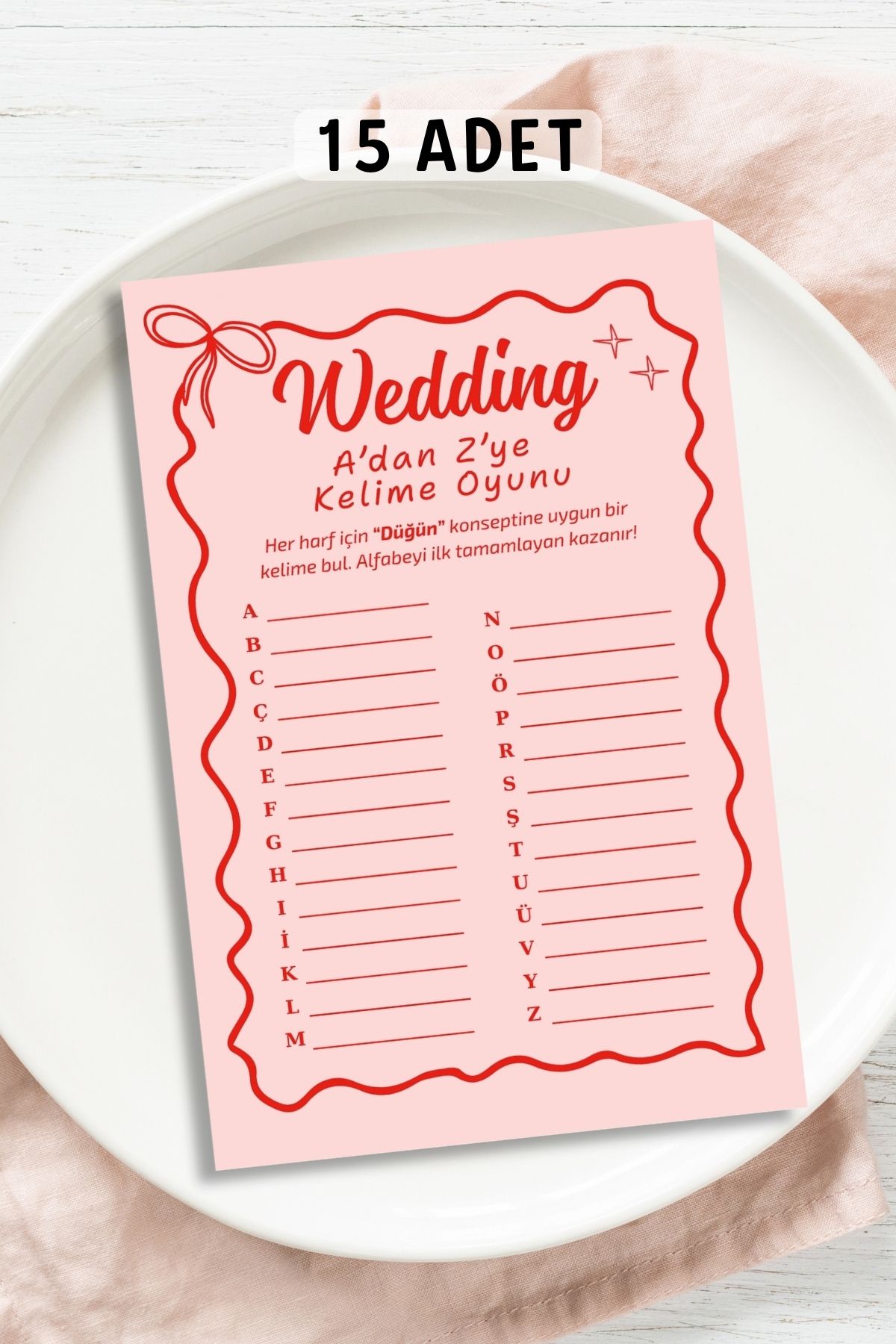 Metranya A dan Z ye Bride Kelime Oyunu Bekarlığa Veda Partisi Soru Kartı Bride To Be Gelin Nişan Düğün Öncesi