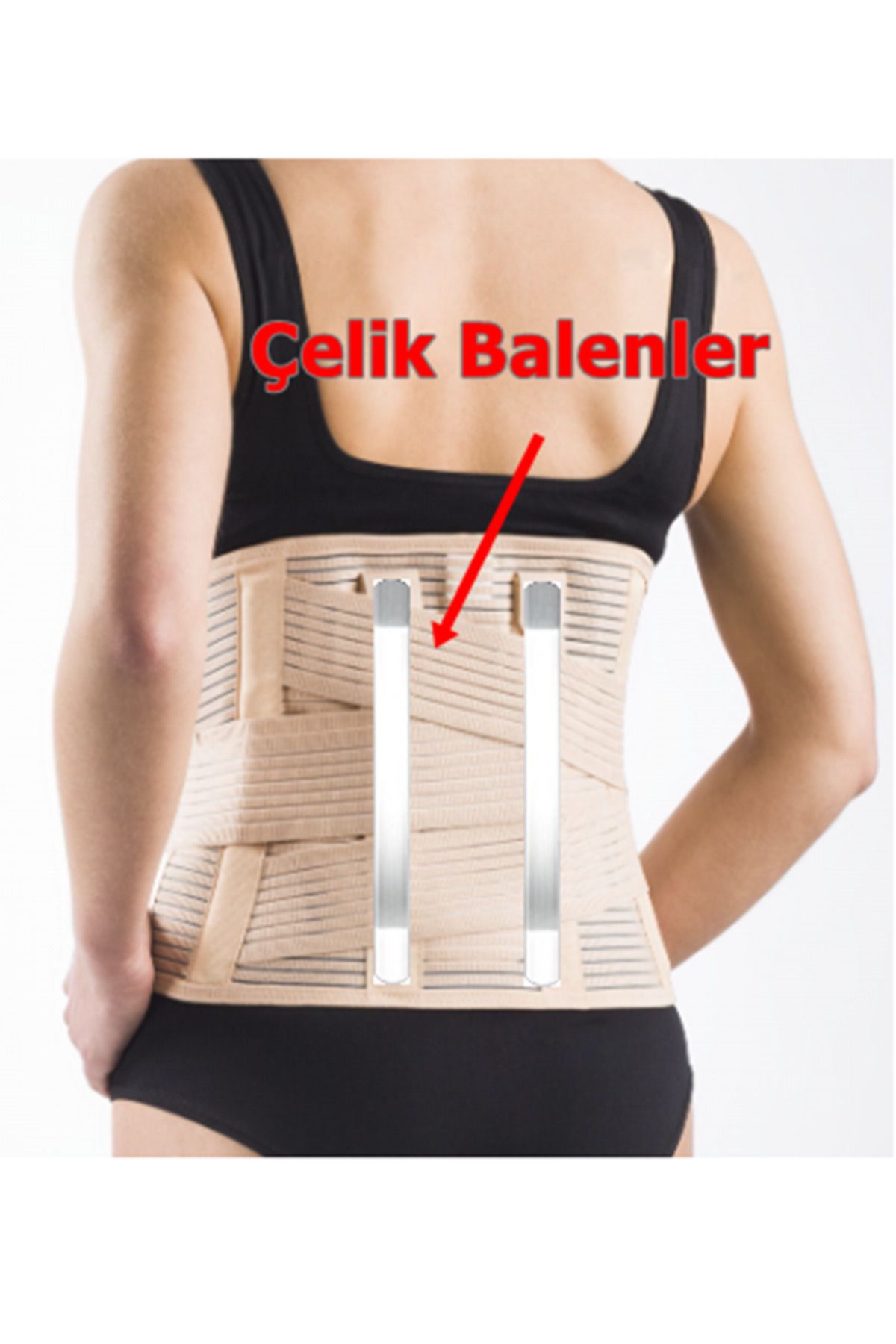 ARWEX Lumbosakral Çelik Balenli Bel Fıtık Korsesi Bel Düzleşmesi Çelik Destekli -BEDENSİZ