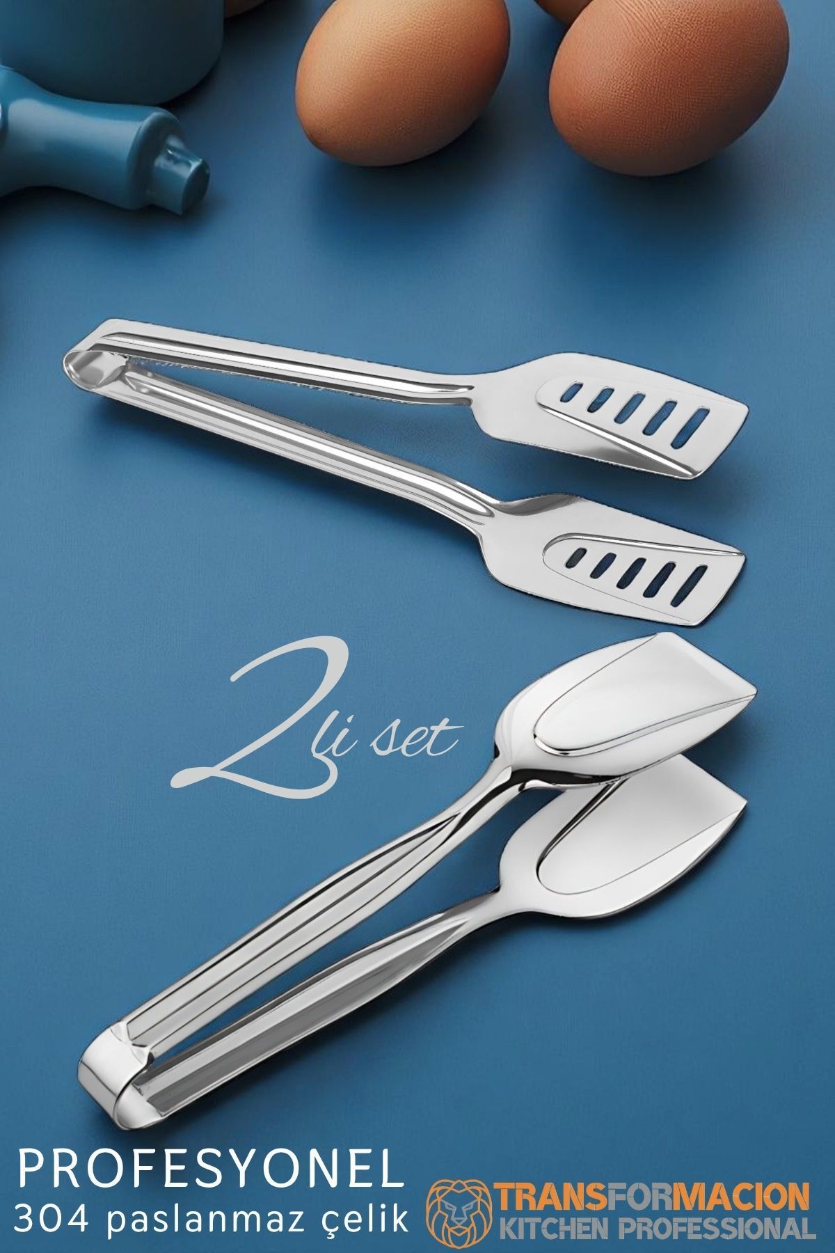 Transformacion Mutfak Maşa Seti - Makarna Pasta Salata Çok Amaçlı Maşa 2 li SET 304 Paslanmaz Çelik 721849