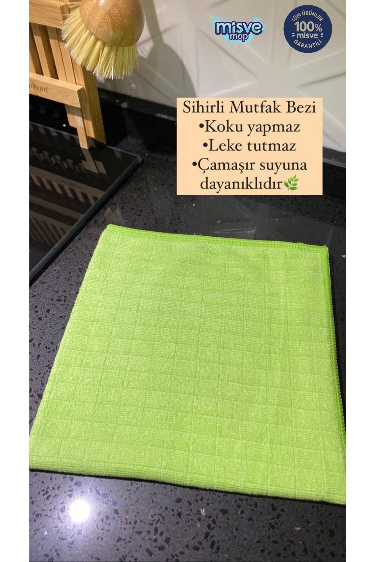 Misvele MisveClean ( 1 Adet ) Sihirli Mutfak Bezi Süper Su Emici Leke Tutmaz Kareli 40*40 Cm