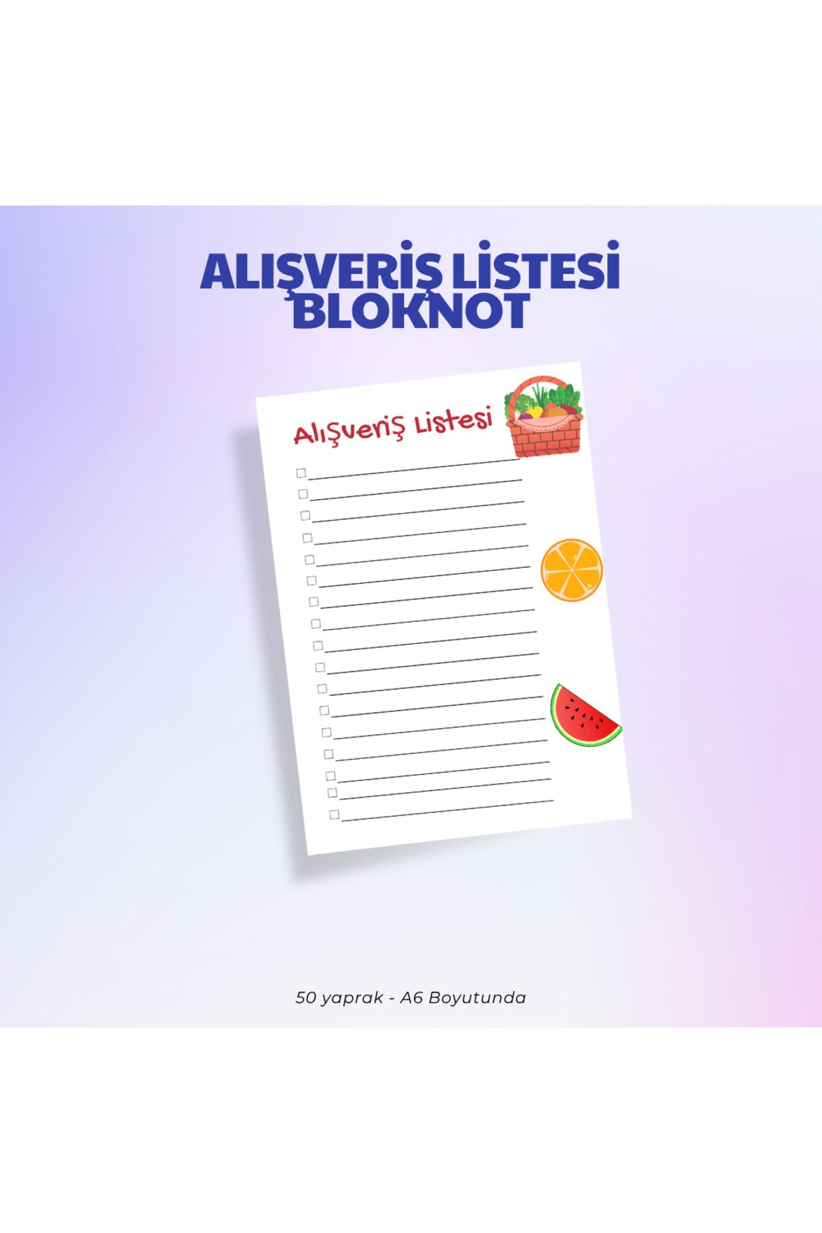 Nthouse Notehouse A6 Alışveriş Listesi Bloknotu – 50 Yaprak, Çek Kopar , 80gr Kağıt