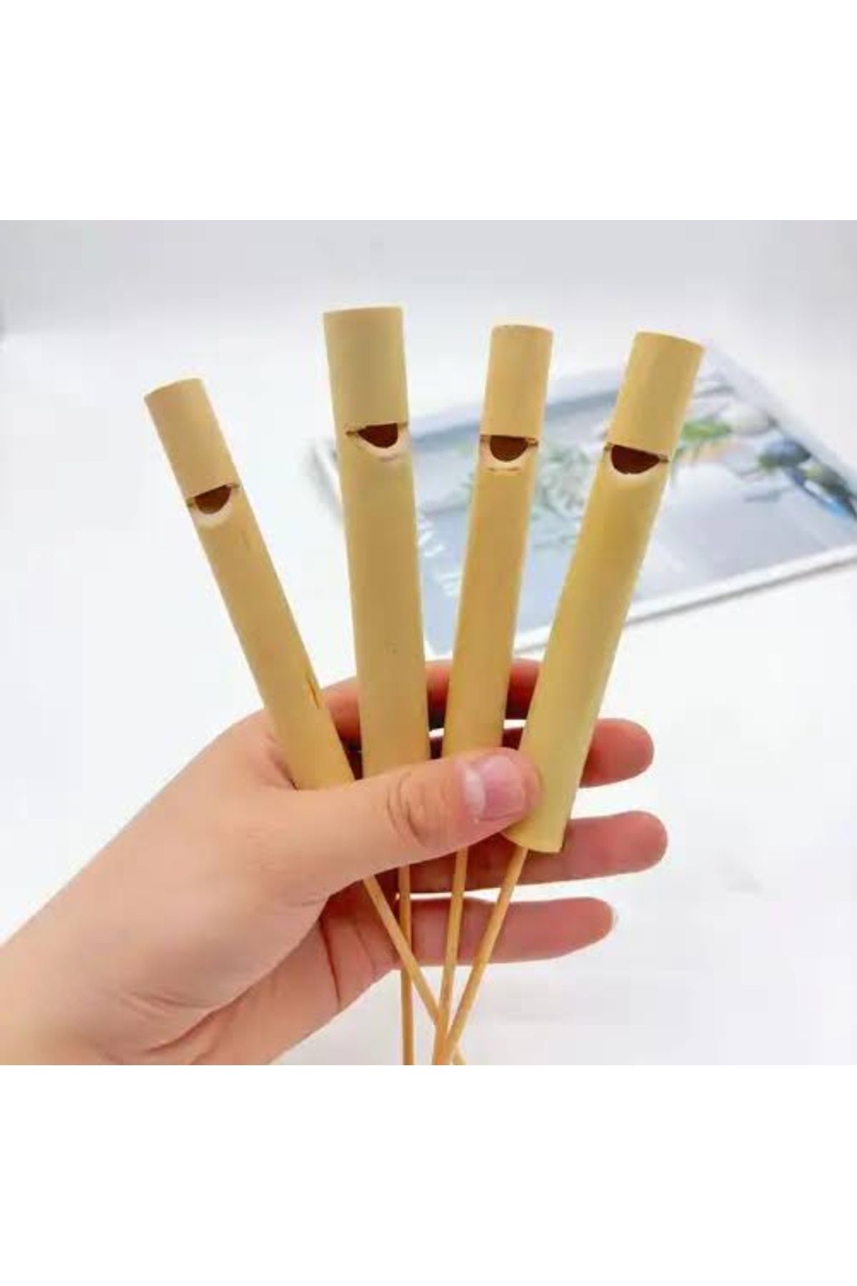 Wolawood Doğal Bambu Kuş Dili Düdük El Yapımı Nostaljik Ses Oyuncağı Kamp Çadır Avcılık Outdoor Aksesuarı