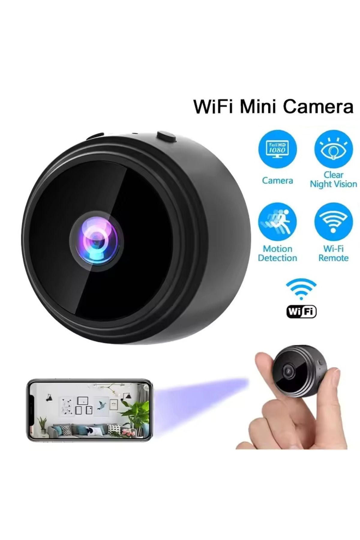 tap10 Mini Boyut 1080P Full HD Mini – Kablosuz WiFi Destekli Uzaktan izlenebilir IP Kamera