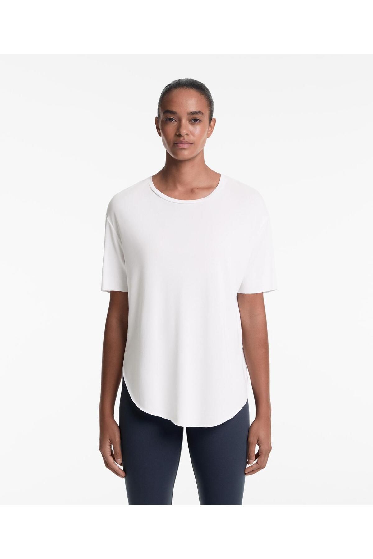 VibeGaia Modal Lazer Kesim Beyaz T-Shirt