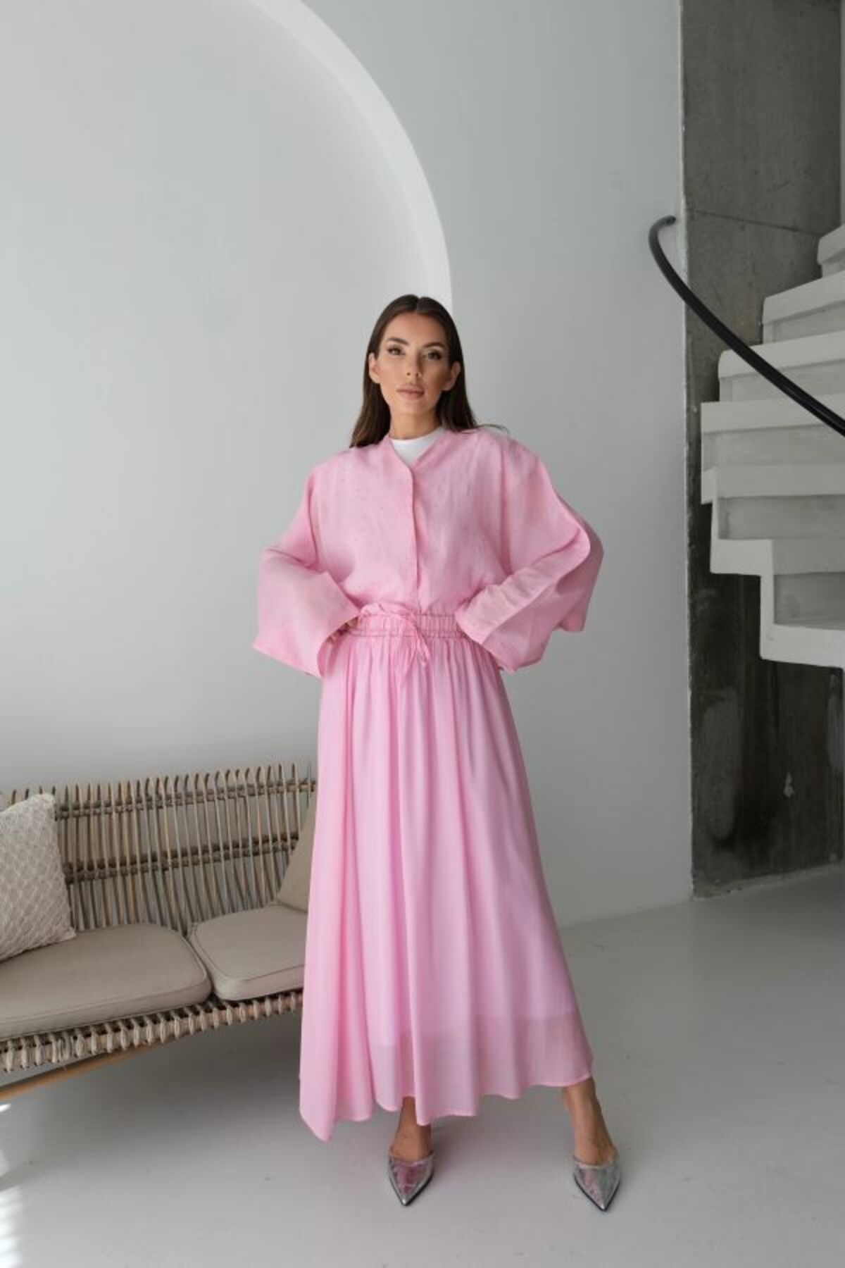 Aşkın fashion taşlı etek gömlek ikili takım