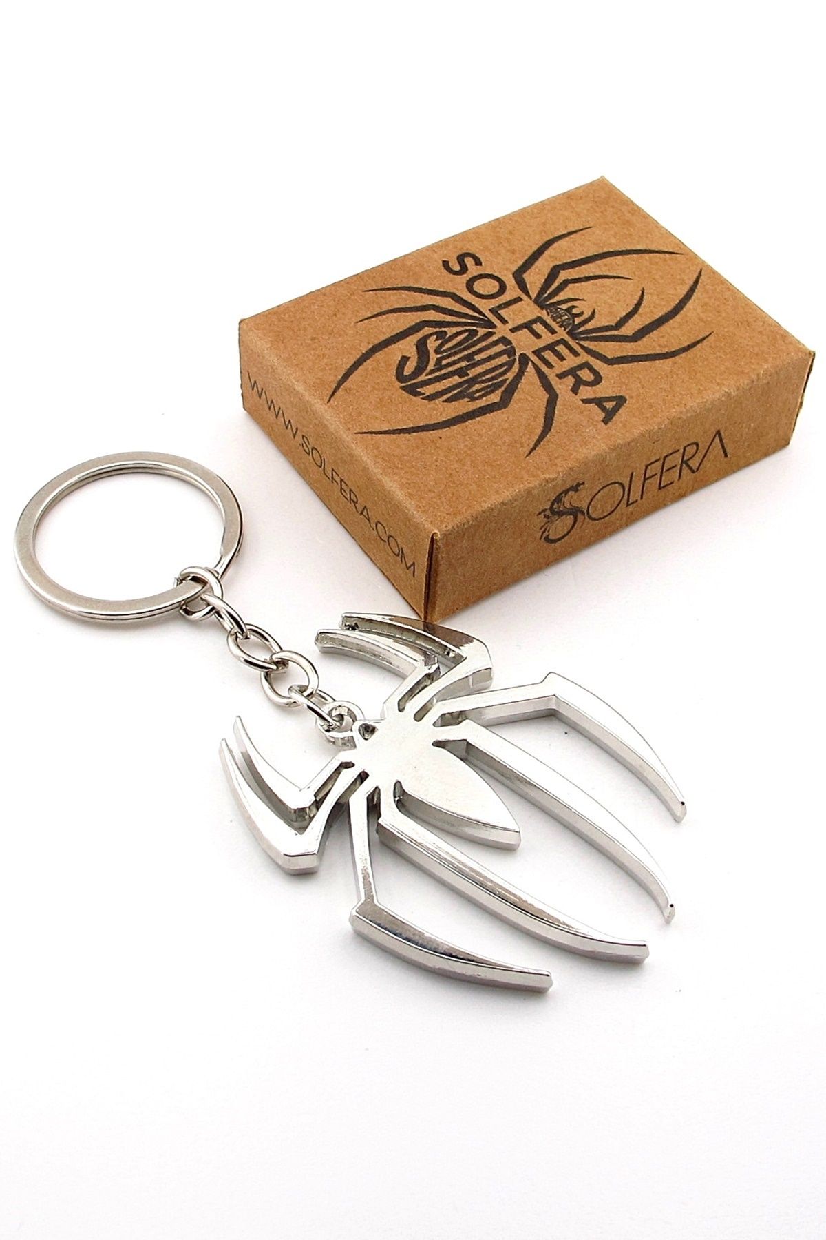 Solfera Örümcek Spiderman Çizgiroman Gümüş Renk Metal Anahtarlık KC394