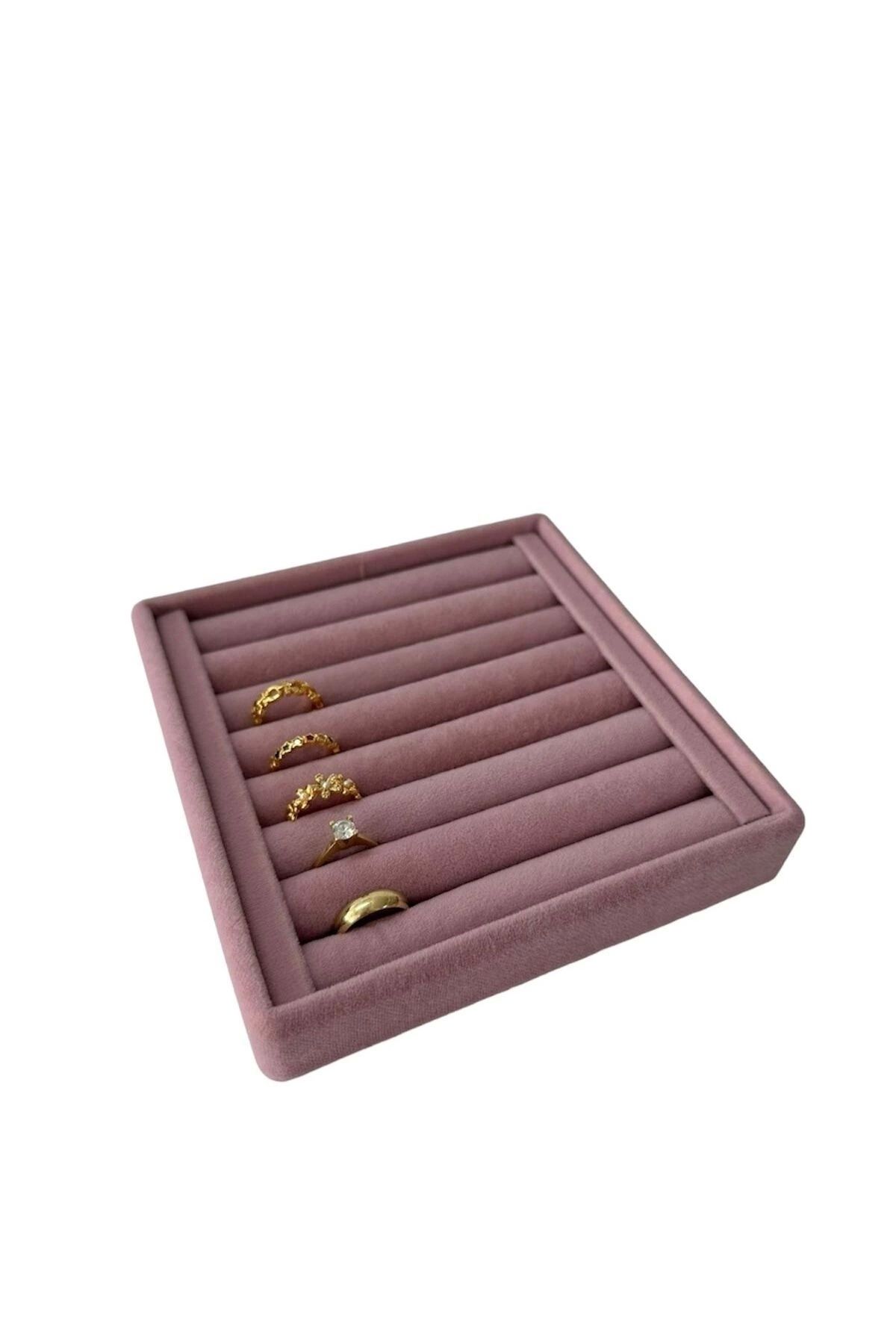 teknotrust Pembe Süet Kumaş Yüzük Sergileme Standı, 15x15 cm, şık ve kullanışlı tasarım