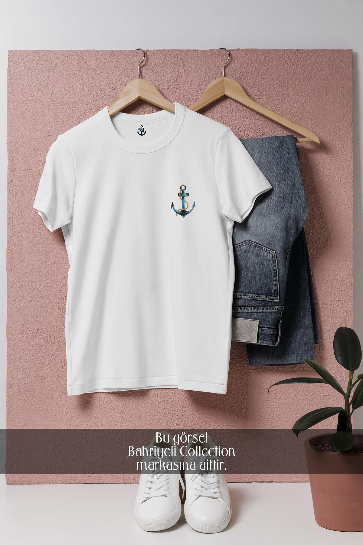 bahriyeli.jpeg Oversize Blue Çıpa - Çapa Cep Tasarımlı Unisex T-Shirt