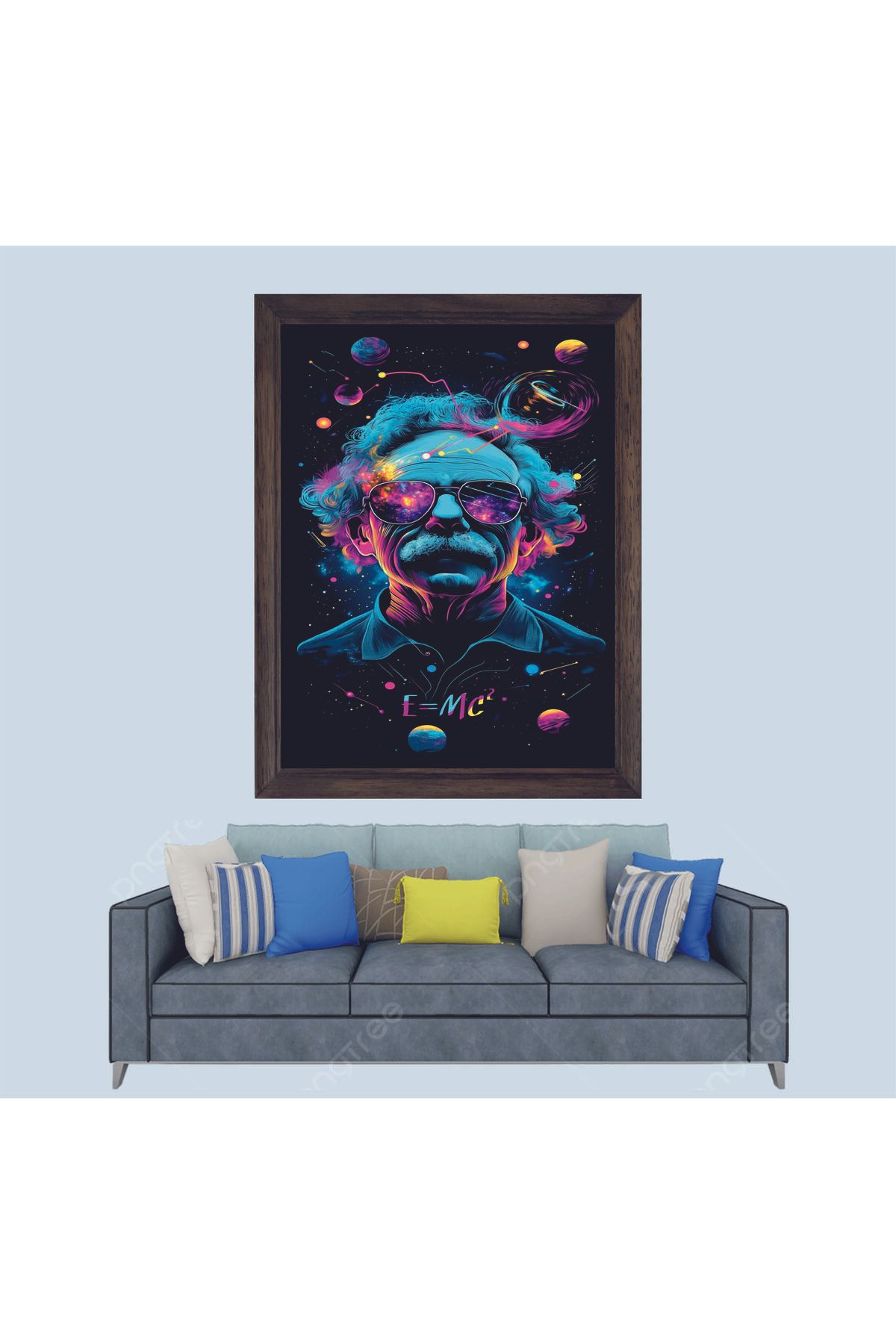 Lioncraft Soyutsal Albert Einstein Çerçeveli Duvar Tablosu 30x45 cm