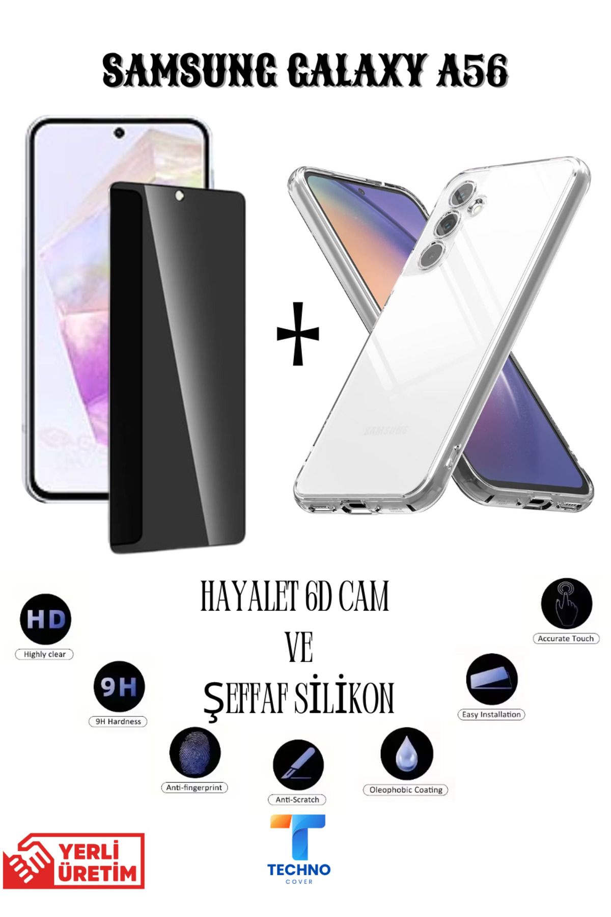 foxpower Samsung A56 Hayalet Ekran Koruyucu ve Şeffaf Kılıf 2li Avantajlı Paket