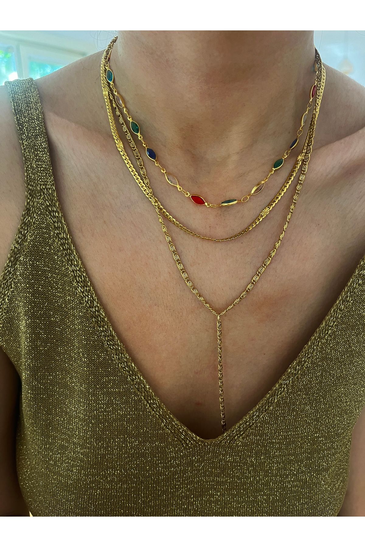 Hoop jewelery çelik zincir y kolye