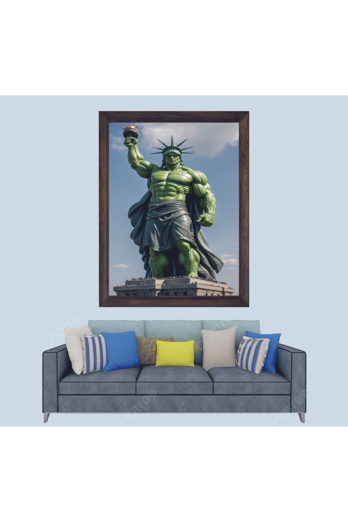 Lioncraft Özgürlük Anıtı, Hulk Parodi Çerçeveli Duvar Tablosu 30x45 cm