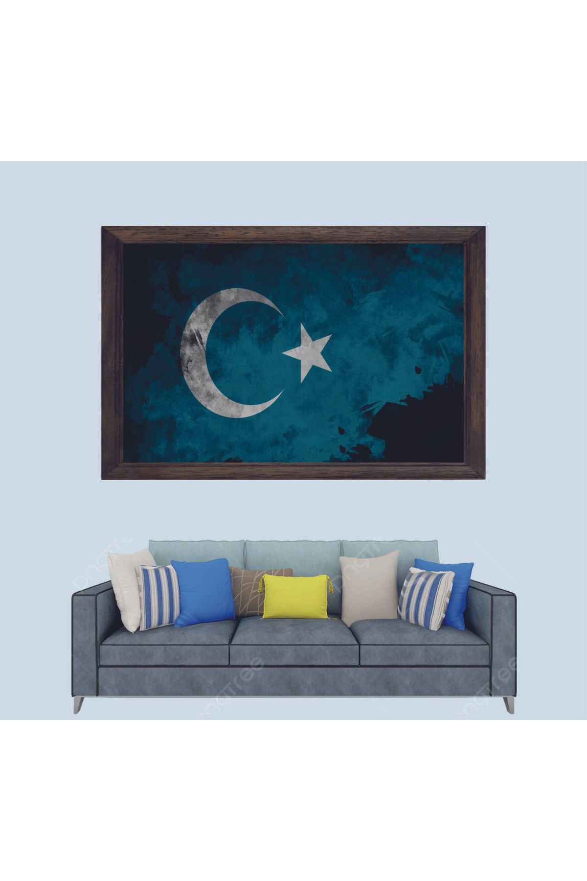 Lioncraft Doğu Türkistan Bayrağı Çerçeveli Duvar Tablosu 30x45 cm
