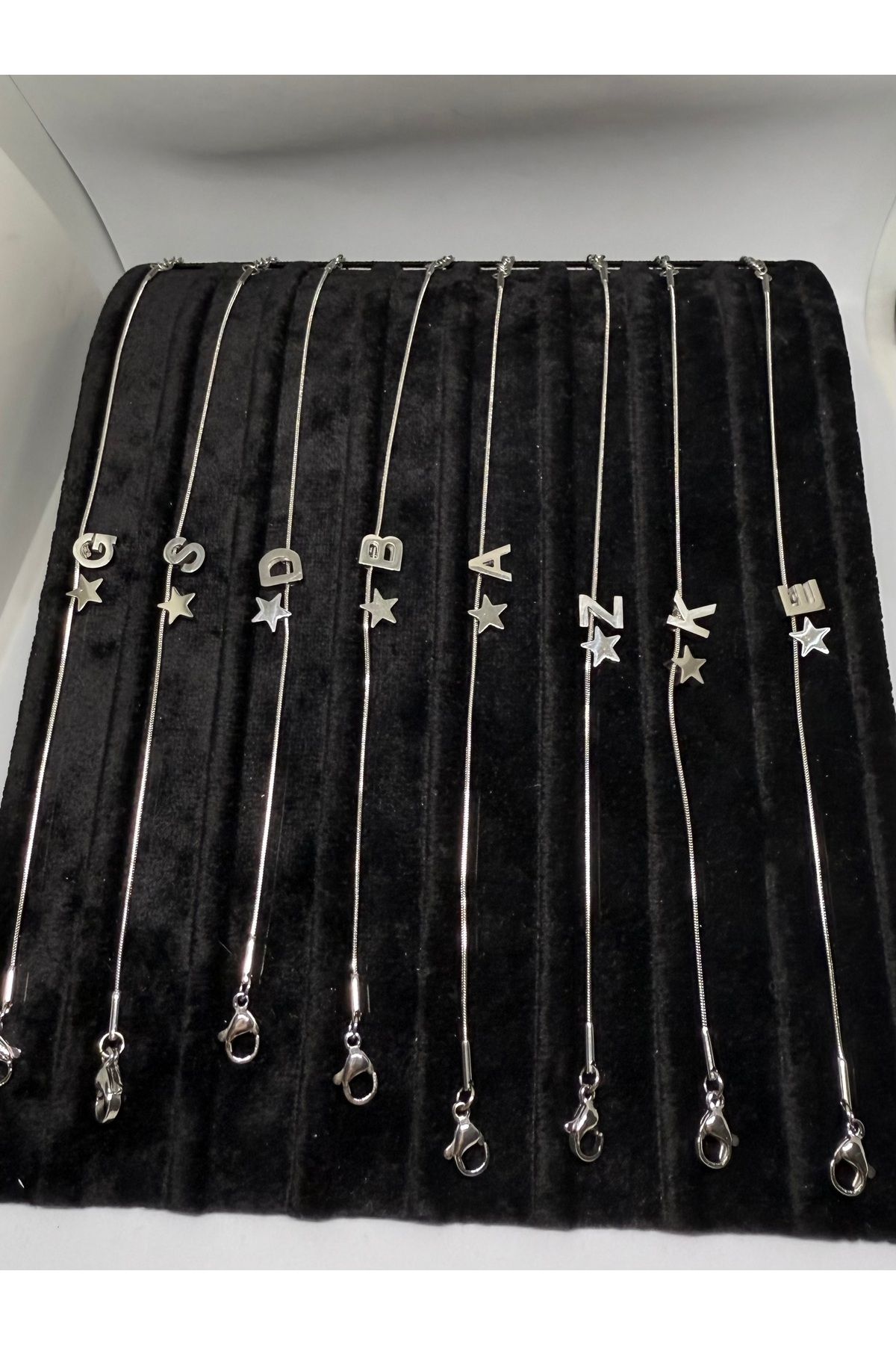 Gulsah's Store Çelik Silver D Harfli Yıldızlı Bileklik