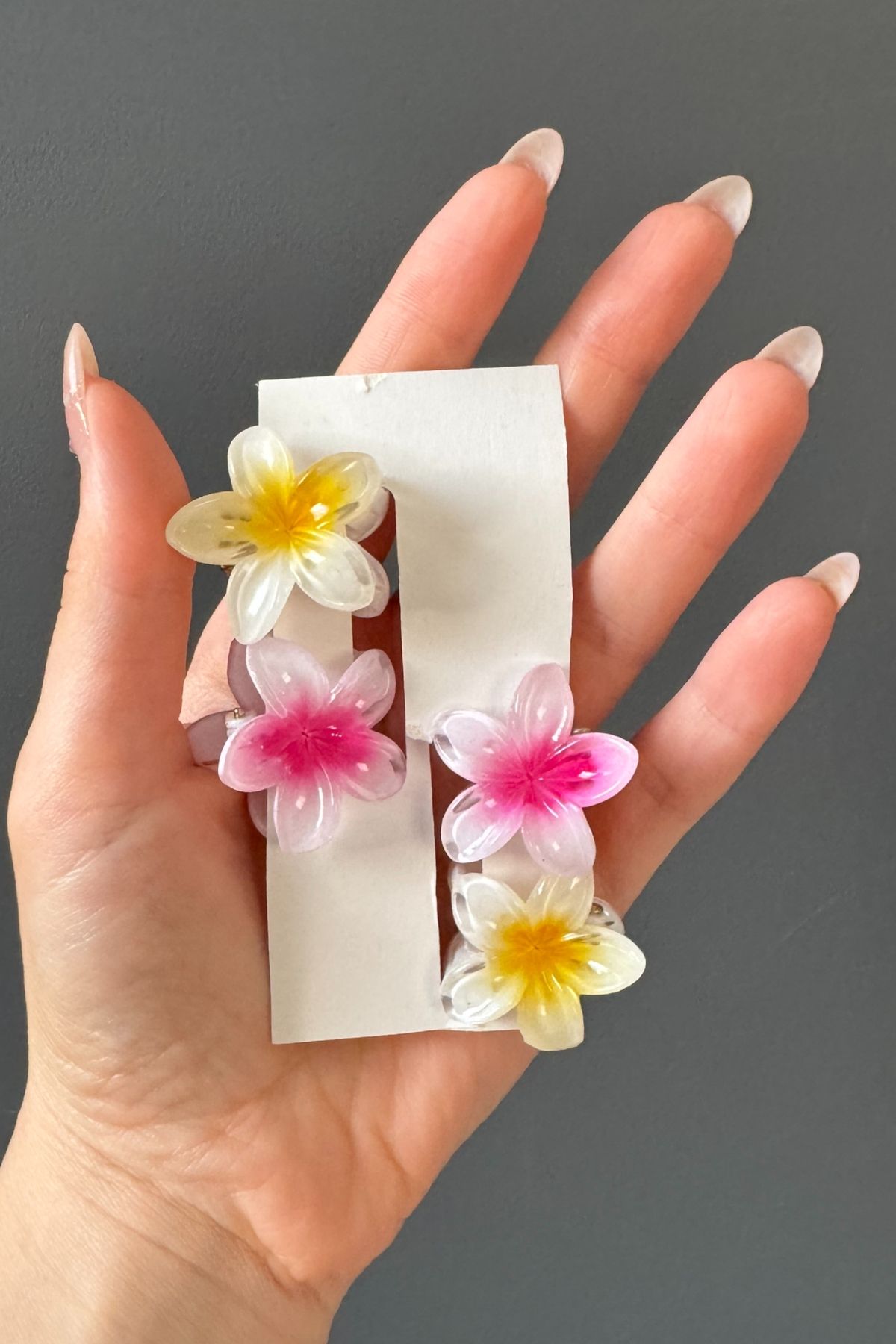 H&E DESIGN Kadın 4'lü Lotus Çiçeği Mini Mandal Toka Seti