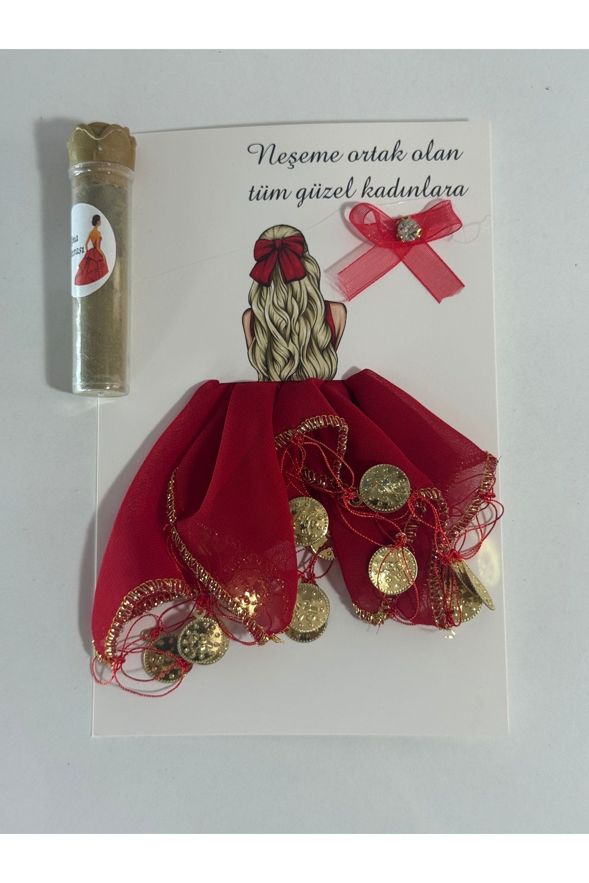 shop Kırmızı Gold Şifon Kartlı Hediyelik Kına ve Halay Mendili 1 Adet, Gelin Damat Düğün Kına Nişan Bride